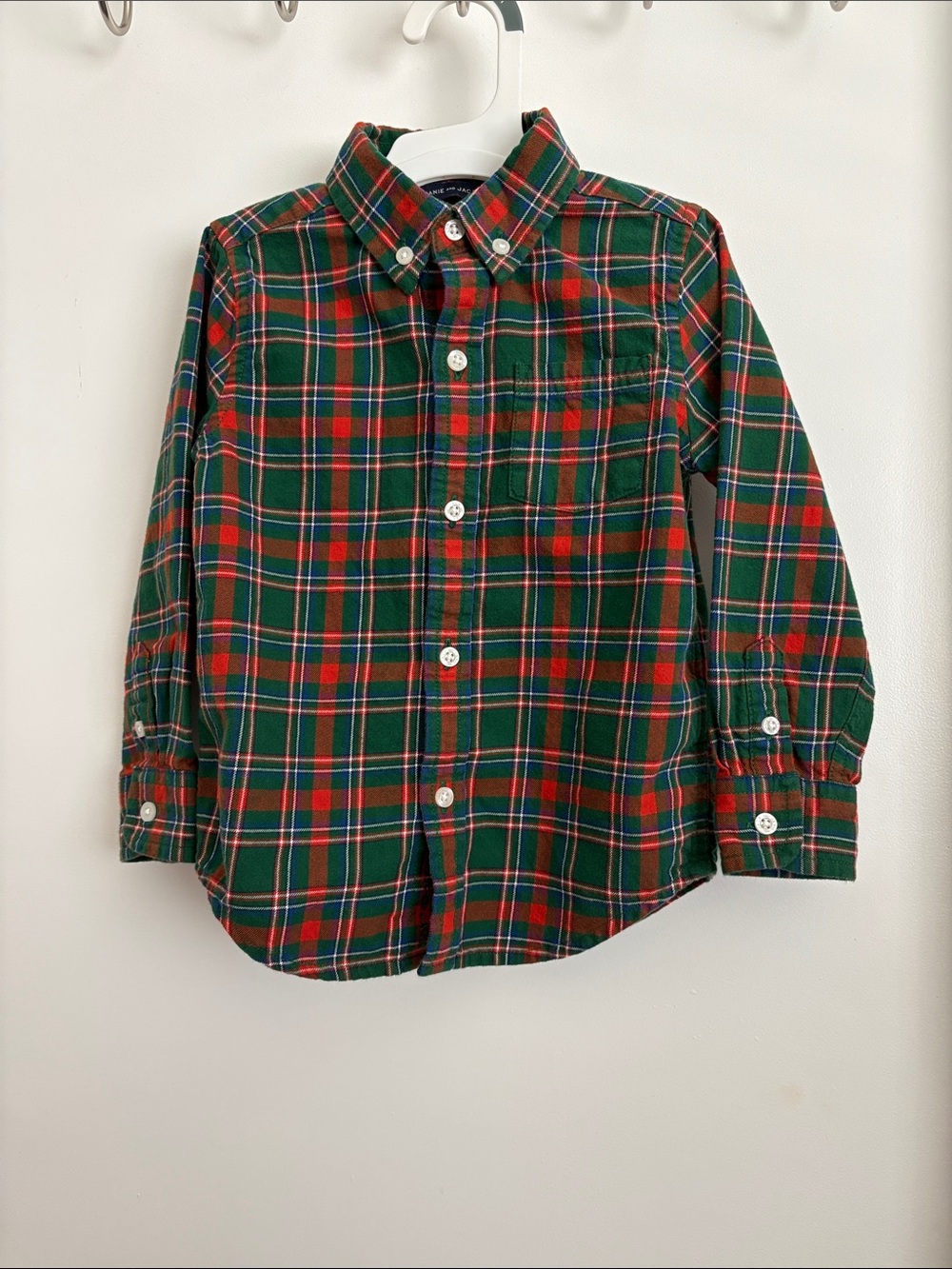 Janie and Jack Kids' Green & Red Plaid Button-Down Shirt
